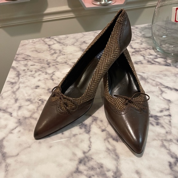Ralph Lauren Brown Herringbone Heels - Picture 4 of 10